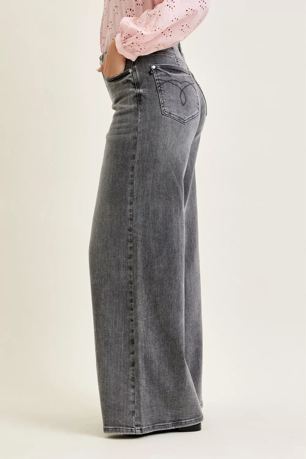 judy-blue-mid-rise-palazzo-split-back-yoke Image 4
