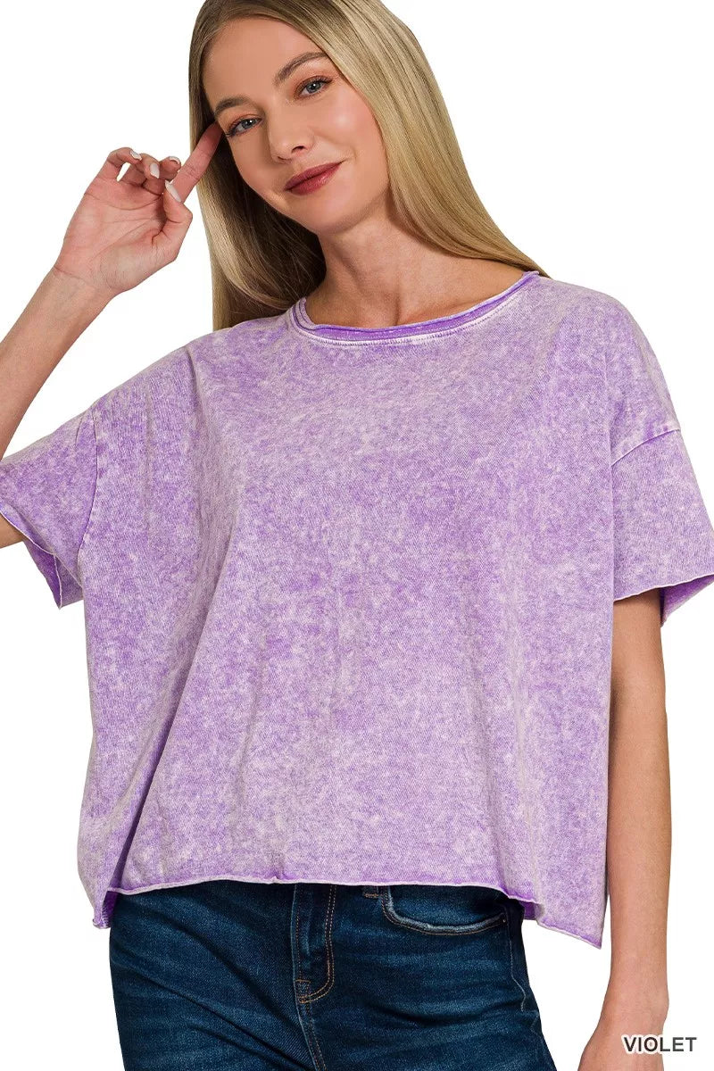 zenana-halo-washed-cotton-short-sleeve-top image 1