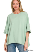 zenana-full-size-scuba-round-neck-top-with-side-slits-plus-size image 2