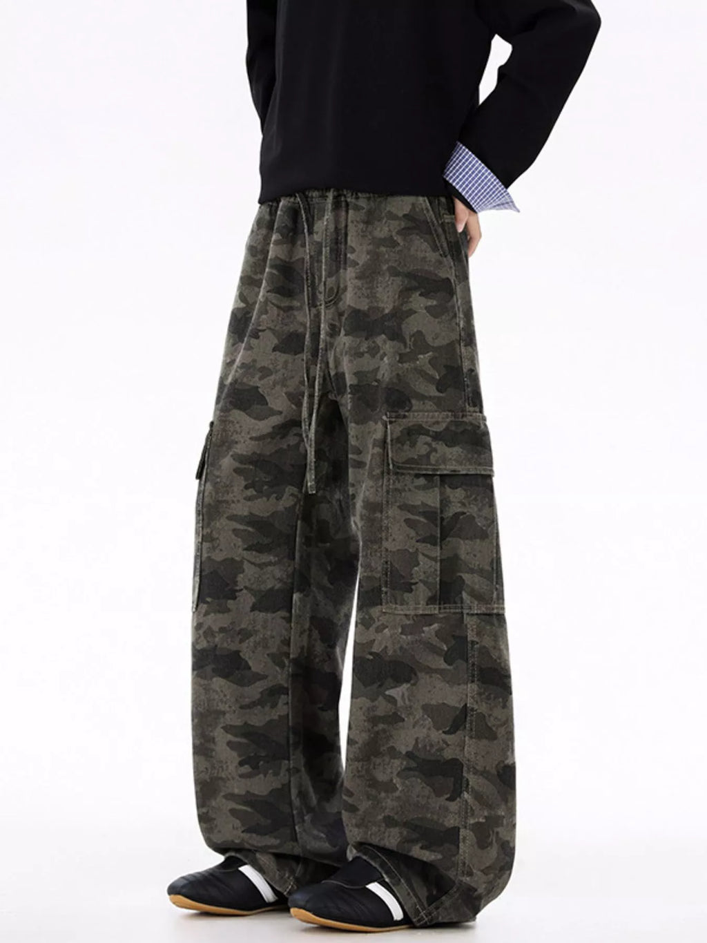 Men's Plus Size Drawstring Camouflage Wide Leg Pants | Tampa Bay Discounts