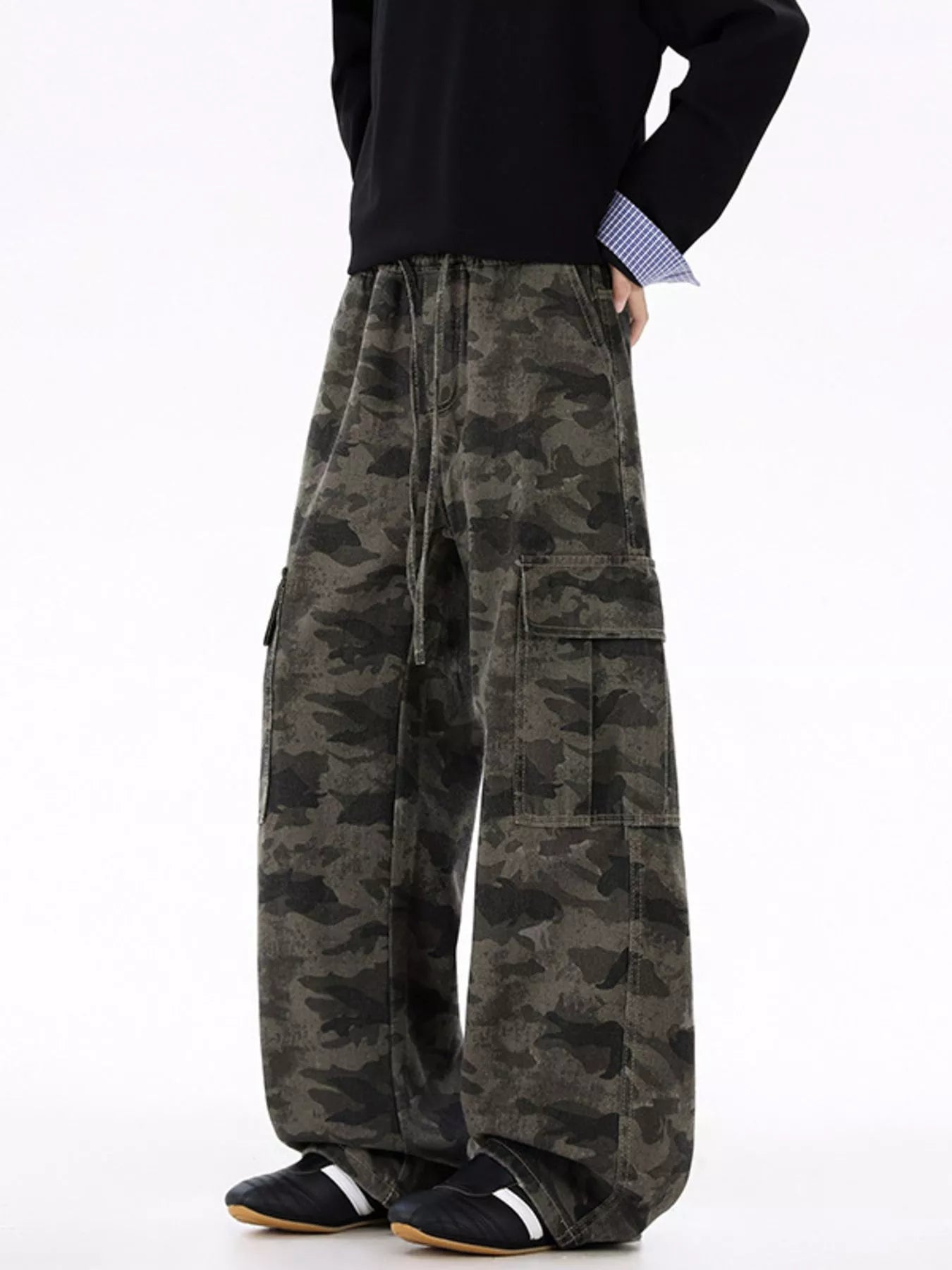 Men's Plus Size Drawstring Camouflage Wide Leg Pants | Tampa Bay Discounts