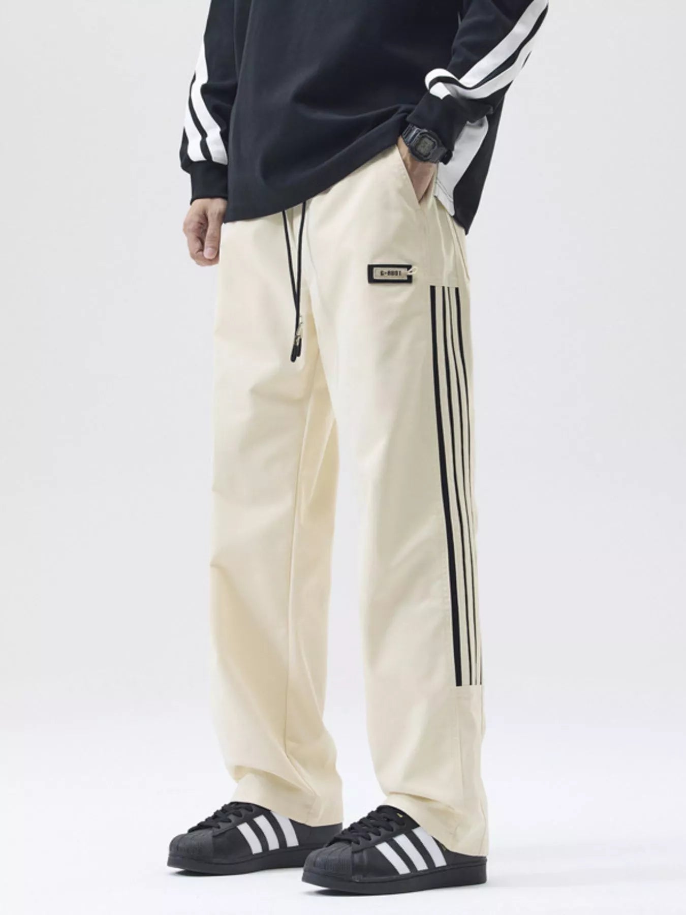 Men's Full Size Side Striped Wide Leg Casual Pants Plus Size | Tampa Bay Discounts