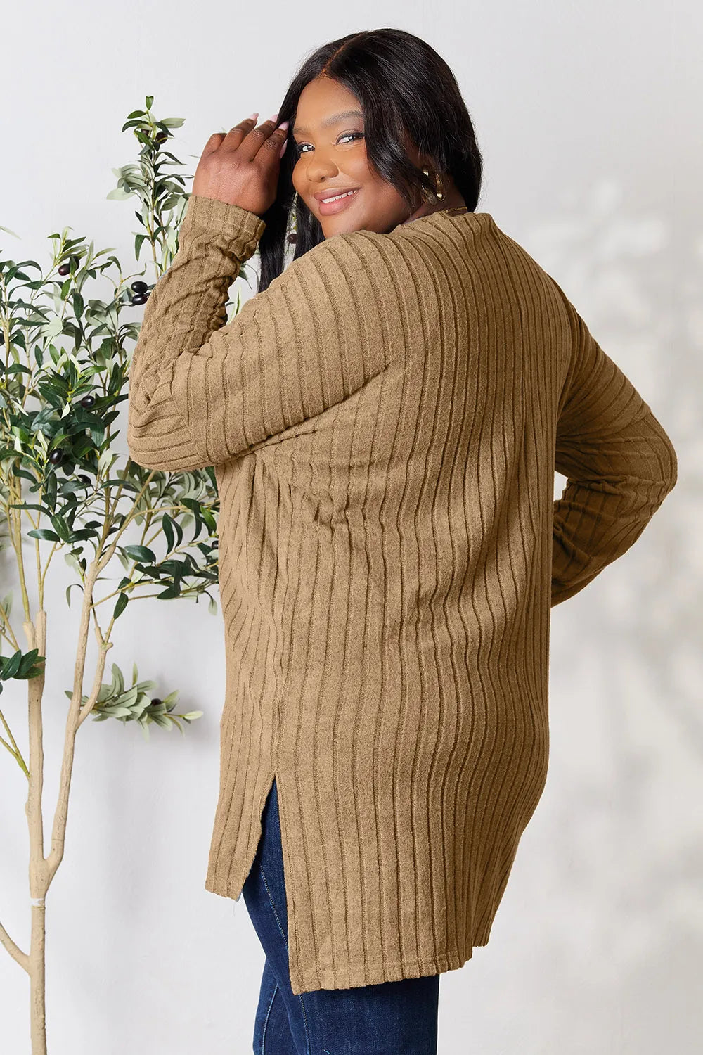 basic-bae-full-size-ribbed-round-neck-long-sleeve-slit-top image 6