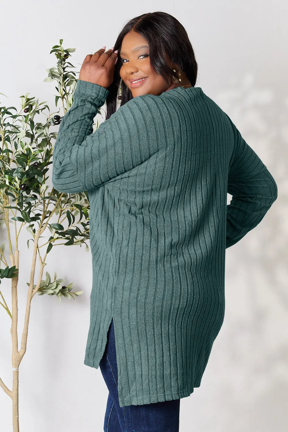 basic-bae-full-size-ribbed-round-neck-long-sleeve-slit-top image 17