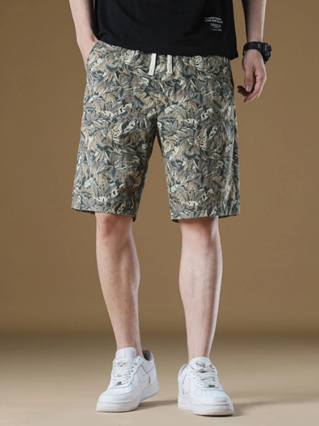 Men's Plus Size Drawstring Printed Wide-Leg Shorts | Tampa Bay Discounts