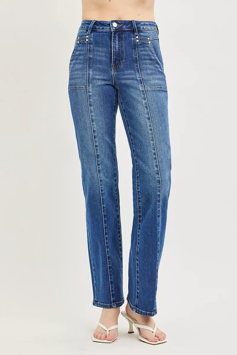 risen-high-rise-straight-patch-pocket-seamed-jeans Image 3