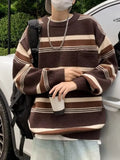 Men's Striped Knit Dropped Shoulder Sweater | Tampa Bay Discounts