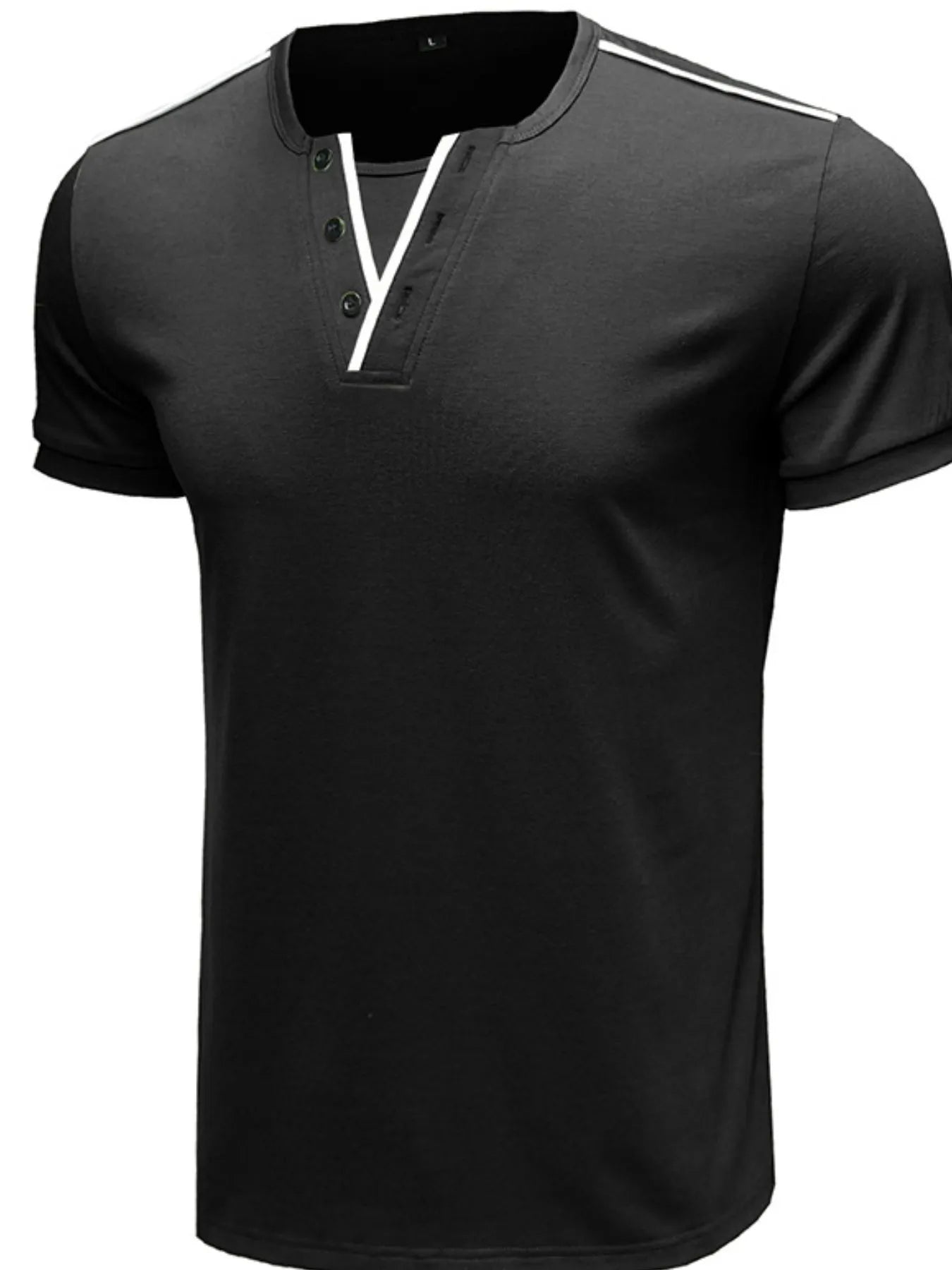 Men's Casual Henley Short Sleeve T-Shirt with Contrast Trim | Tampa Bay Discounts