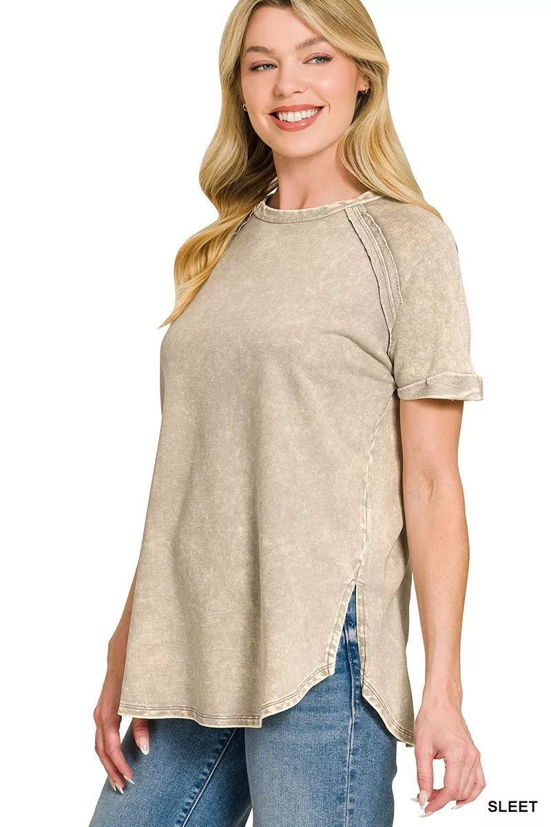 zenana-french-terry-washed-curved-hem-top-1 image 2
