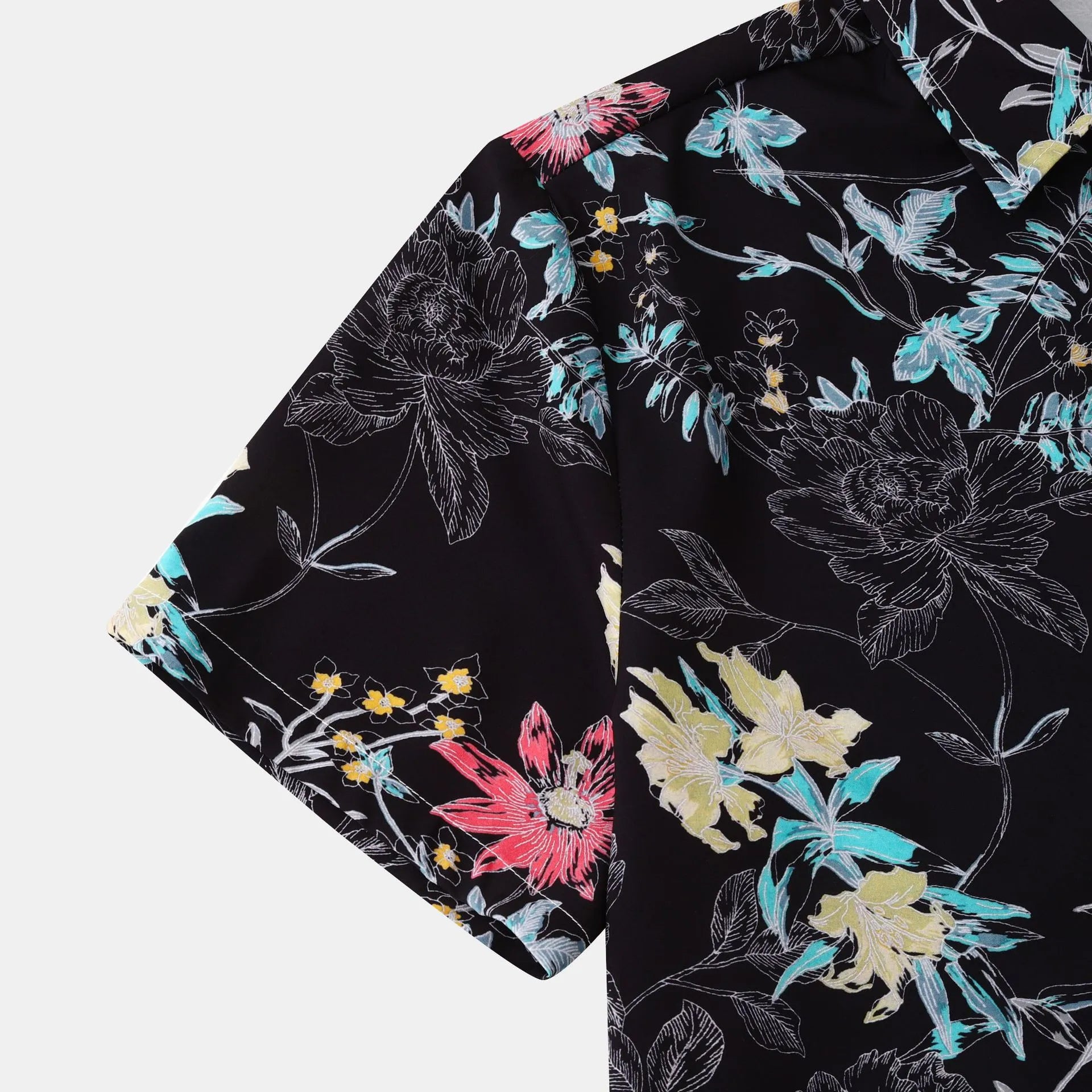 Men's Plus Size Floral Print Short Sleeve Button Down Casual Shirt | Tampa Bay Discounts