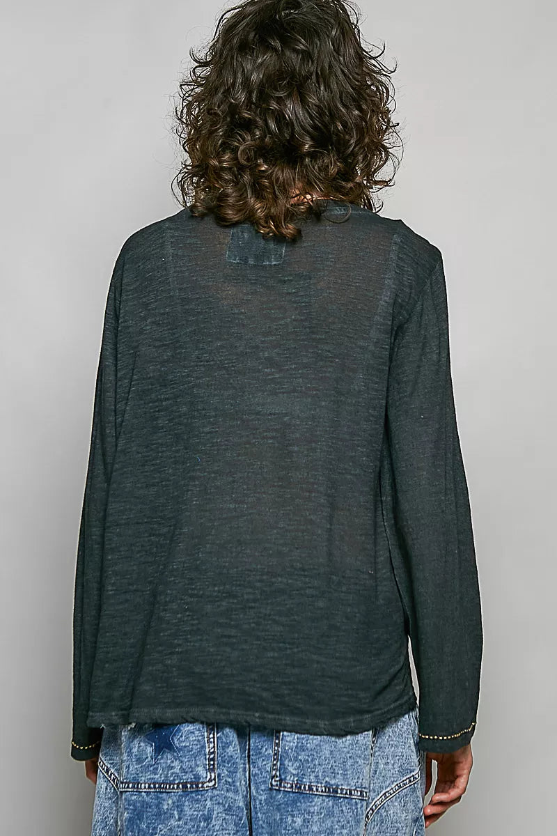 pol-contrast-stitch-v-neck-lightweight-knit-long-sleeve-top image 3