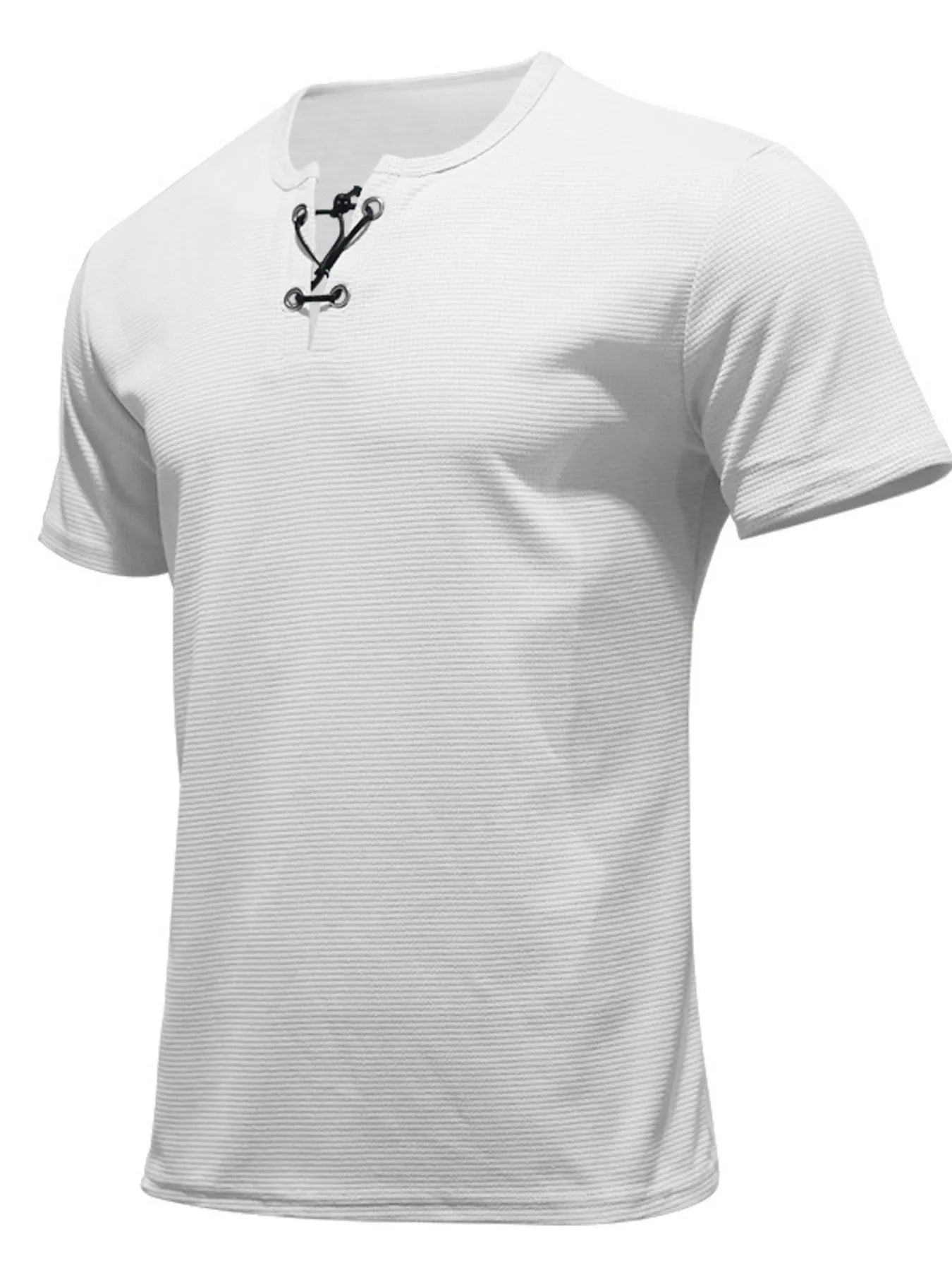 Men's Full Size Casual Lace-Up Henley T-Shirt Plus Size | Tampa Bay Discounts