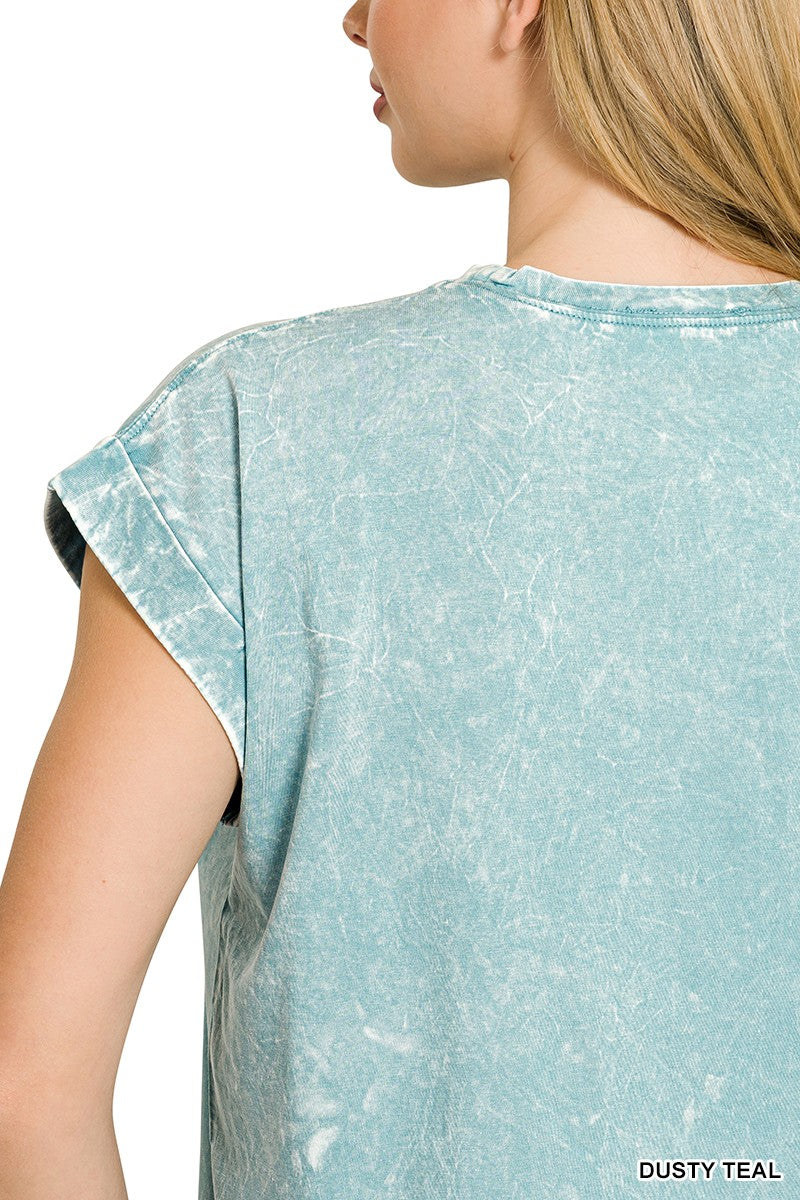 zenana-full-size-crinkle-washed-round-neck-folded-short-sleeve-tee-plus-size-4 image 2