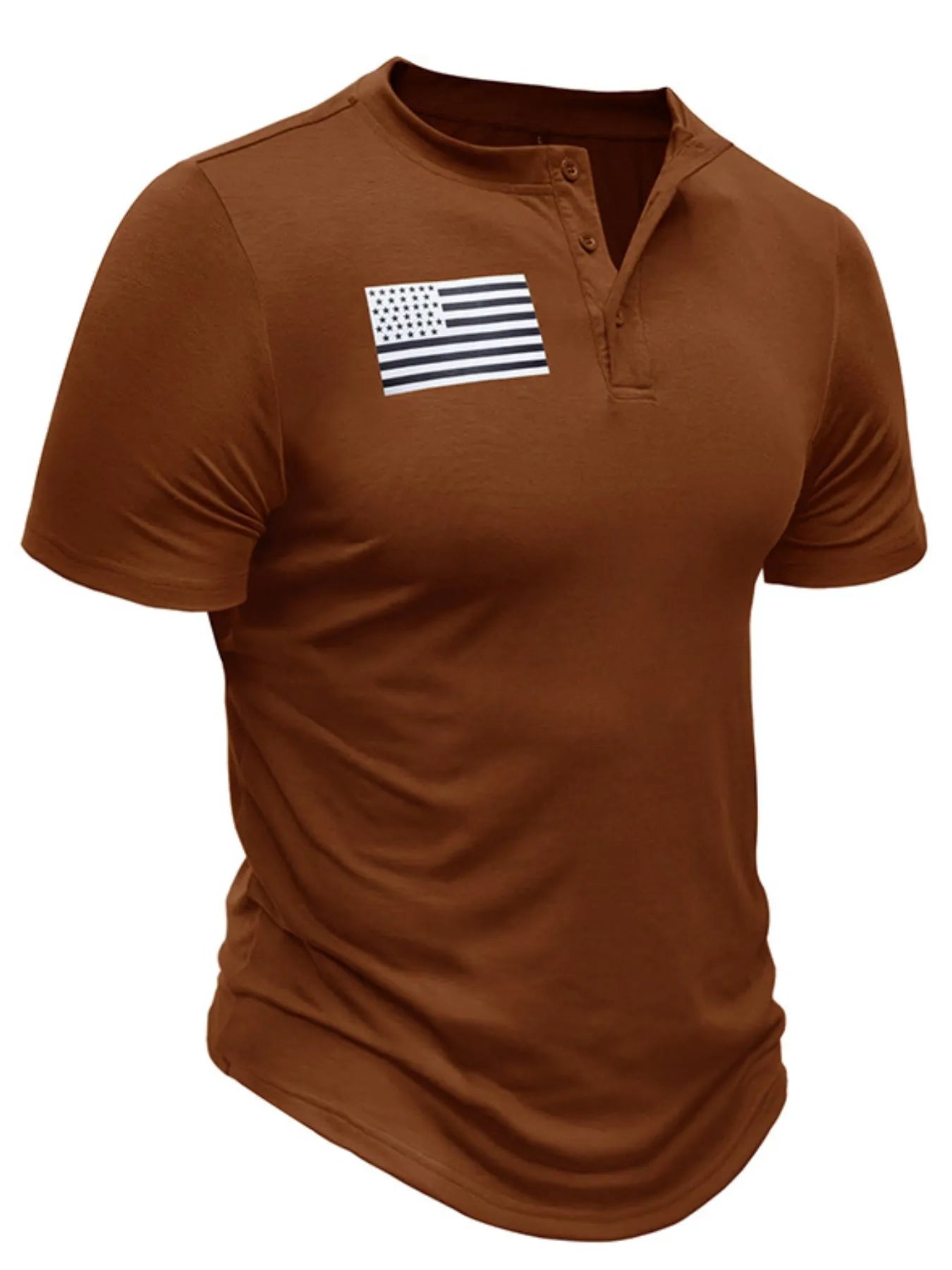 Men's American Flag Short Sleeve Henley Top | Tampa Bay Discounts