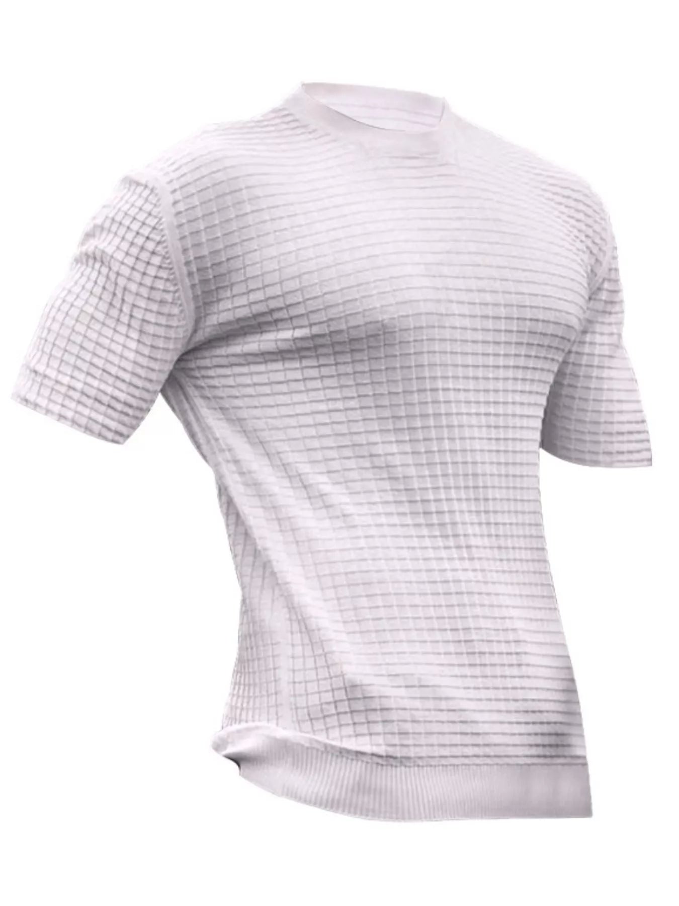 Men's Full Size Textured Round Neck Short Sleeve T-Shirt Plus Size | Tampa Bay Discounts