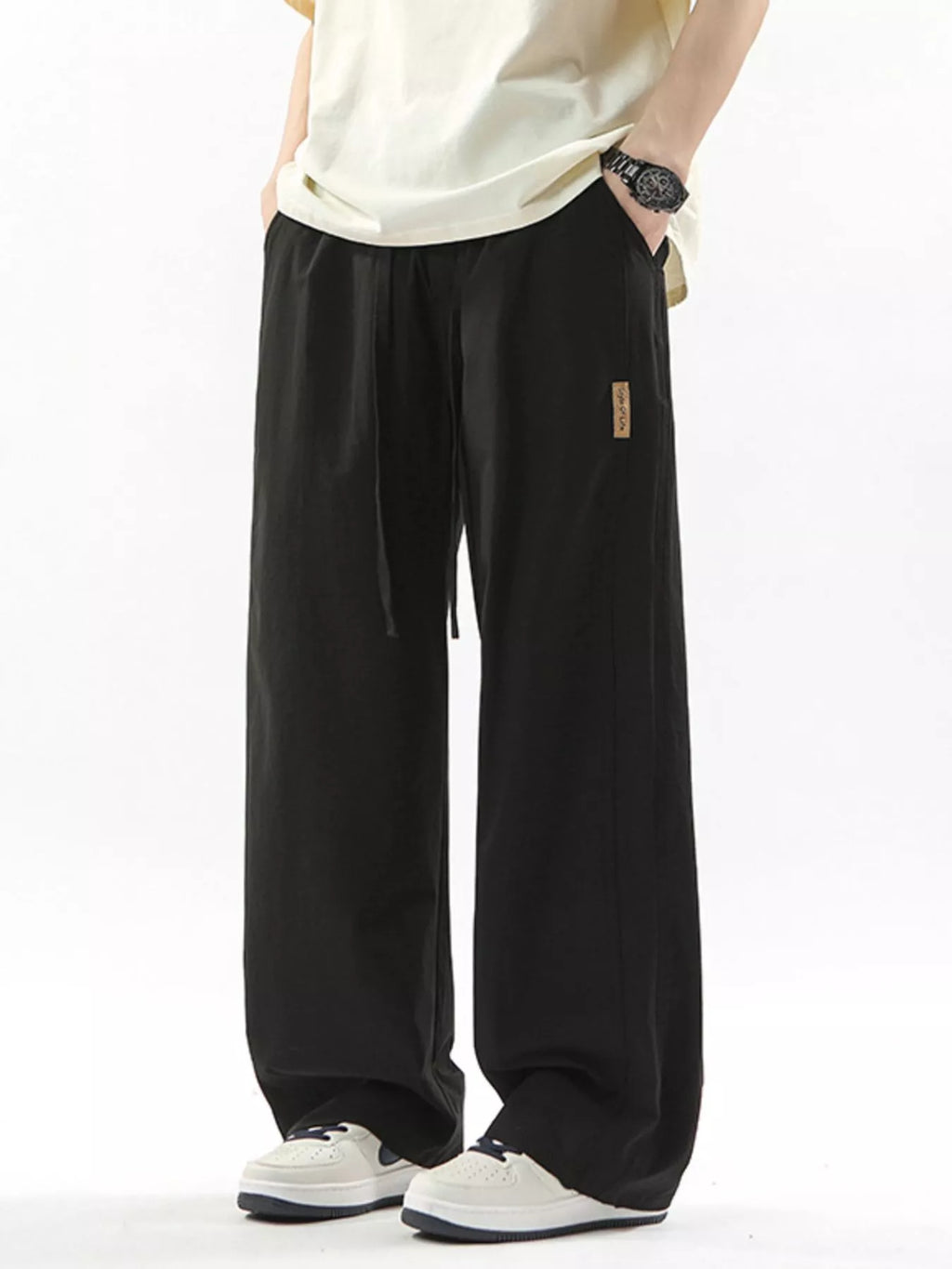 Men's Full Size Loose Fit Drawstring Wide Leg Pants Plus Size | Tampa Bay Discounts