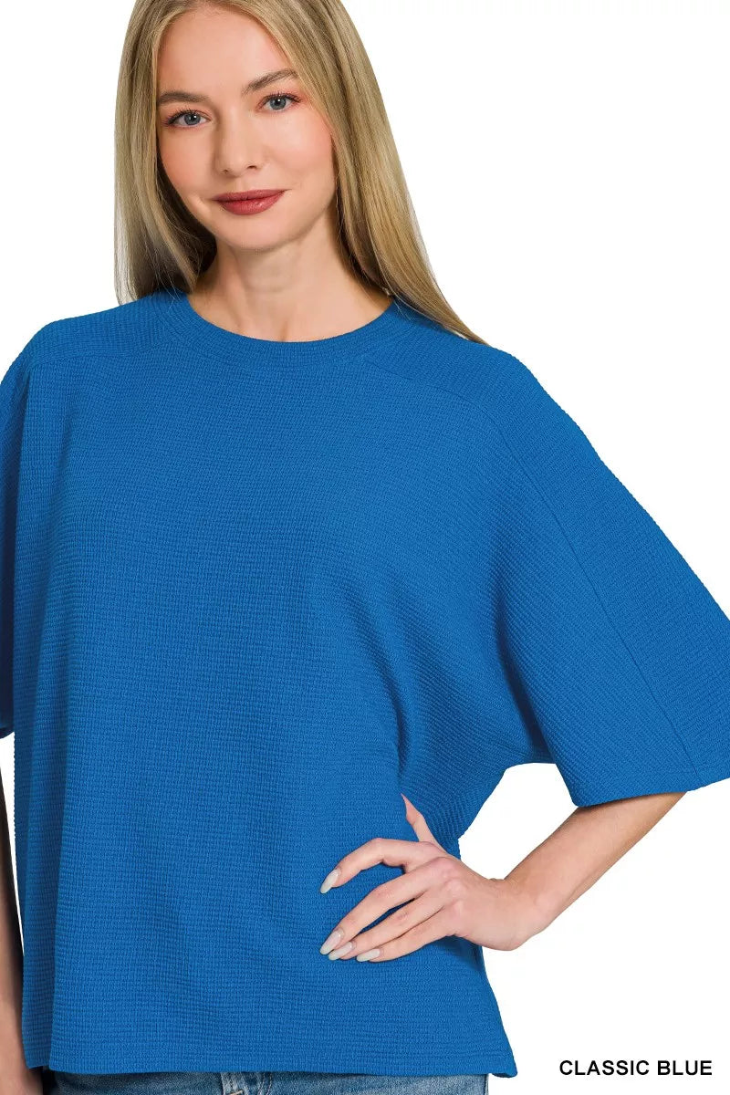 zenana-double-knit-short-sleeve-top image 2