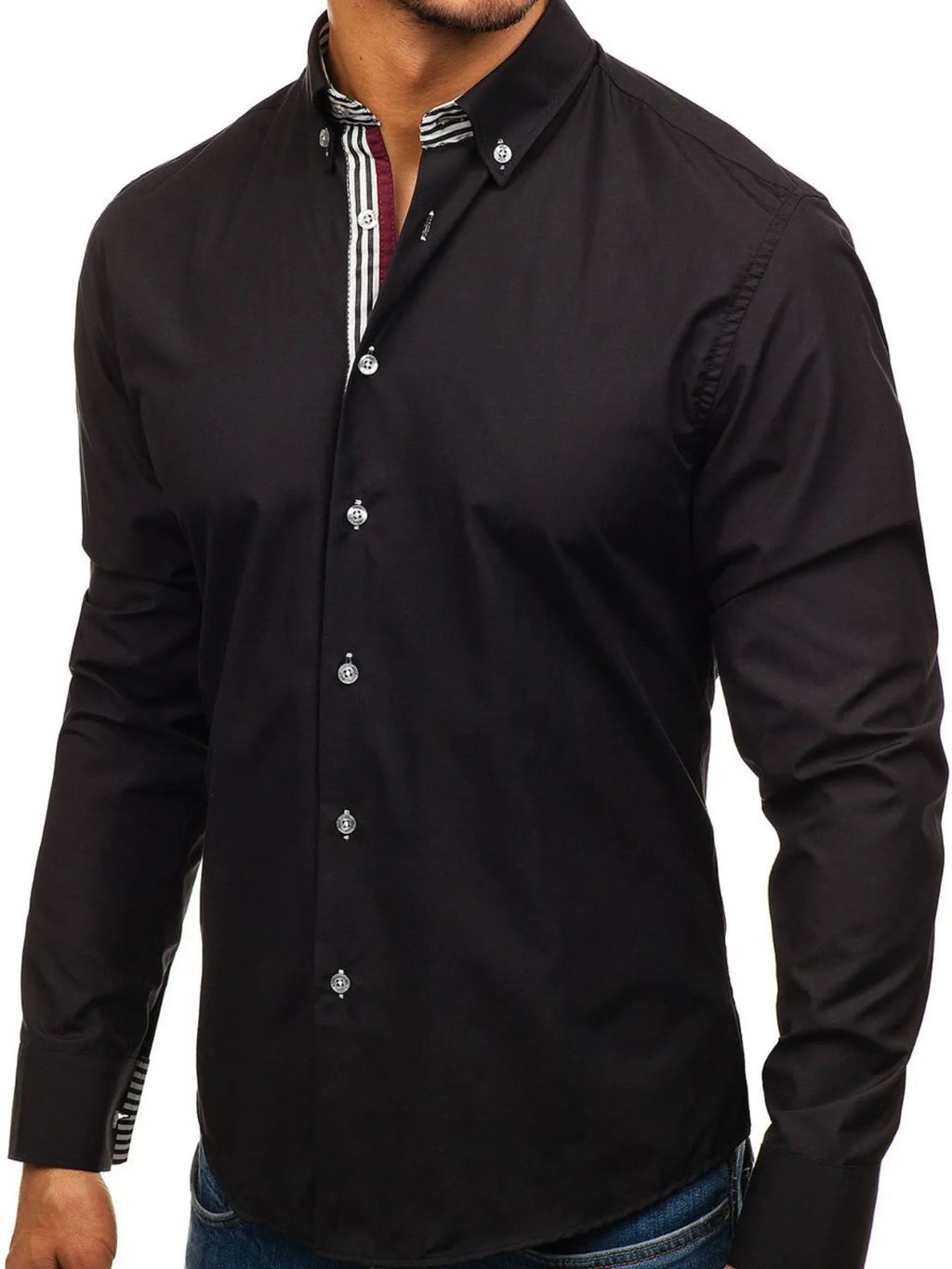Men's Button-Down Shirt with Striped Detail | Tampa Bay Discounts