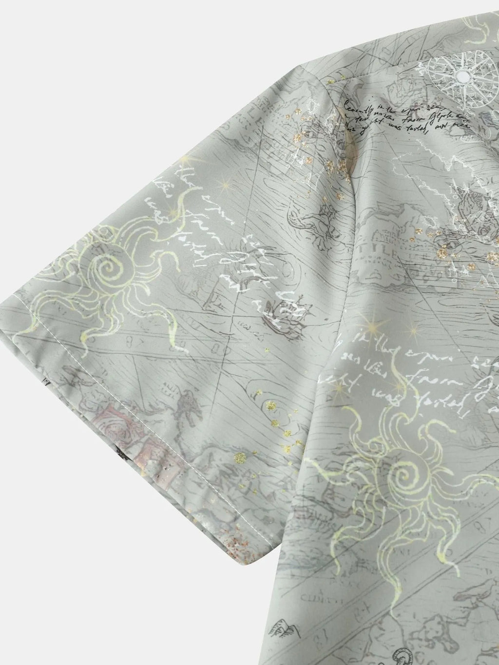 Men's Vintage Map Print Short Sleeve Button Down Shirt | Tampa Bay Discounts