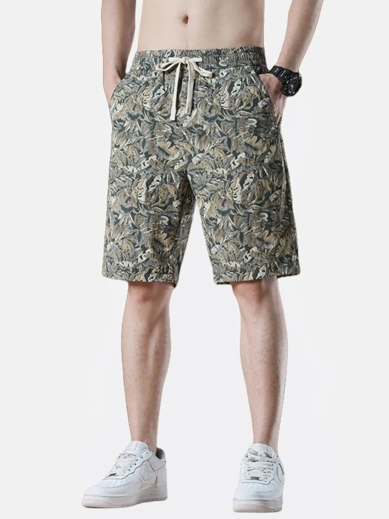 Men's Plus Size Drawstring Printed Wide-Leg Shorts | Tampa Bay Discounts