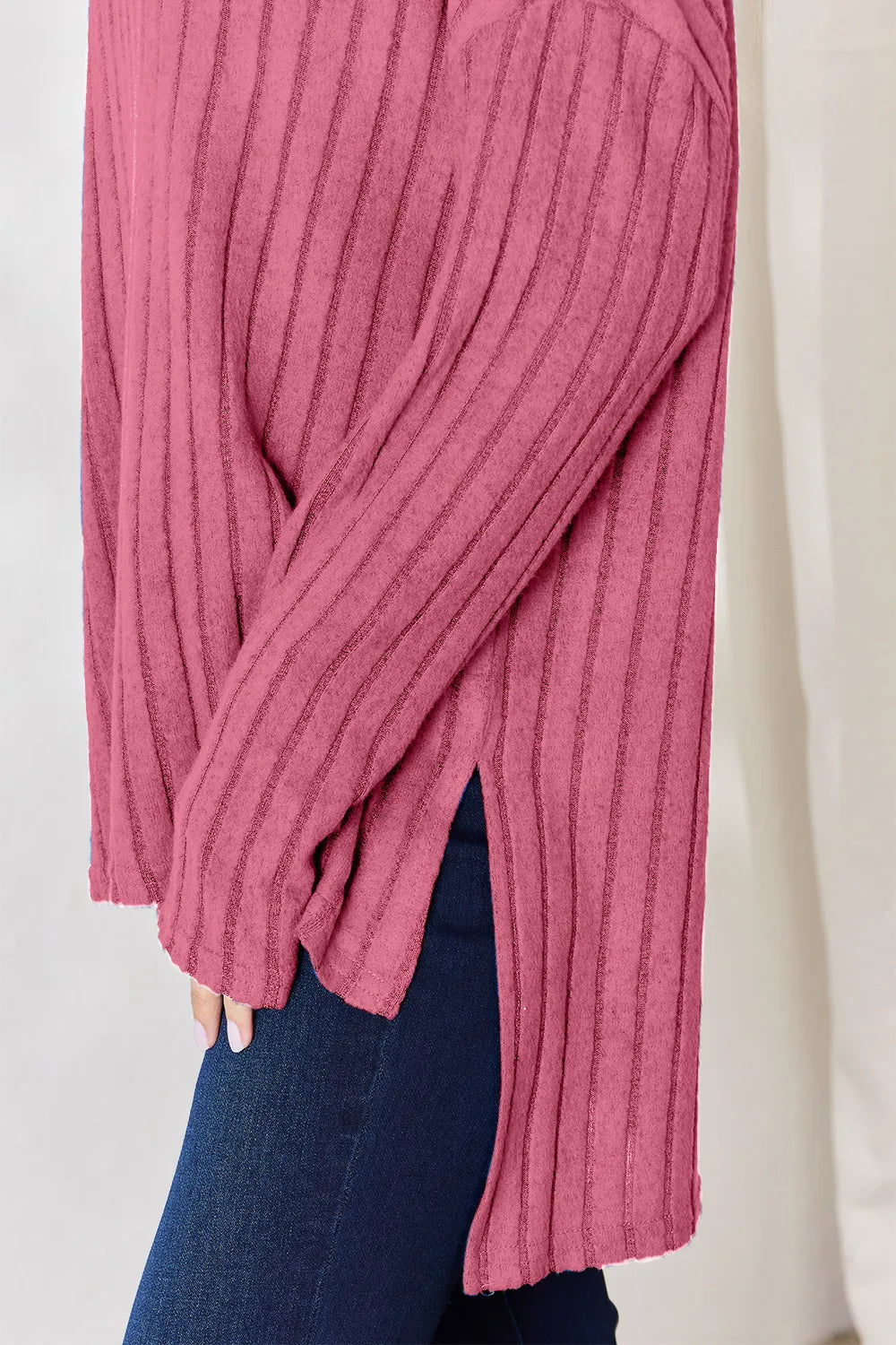 basic-bae-full-size-ribbed-half-button-long-sleeve-high-low-t-shirt image 19