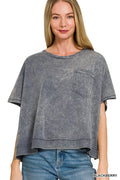 zenana-acid-washed-round-neck-short-sleeve-oversized-t-shirt image 1