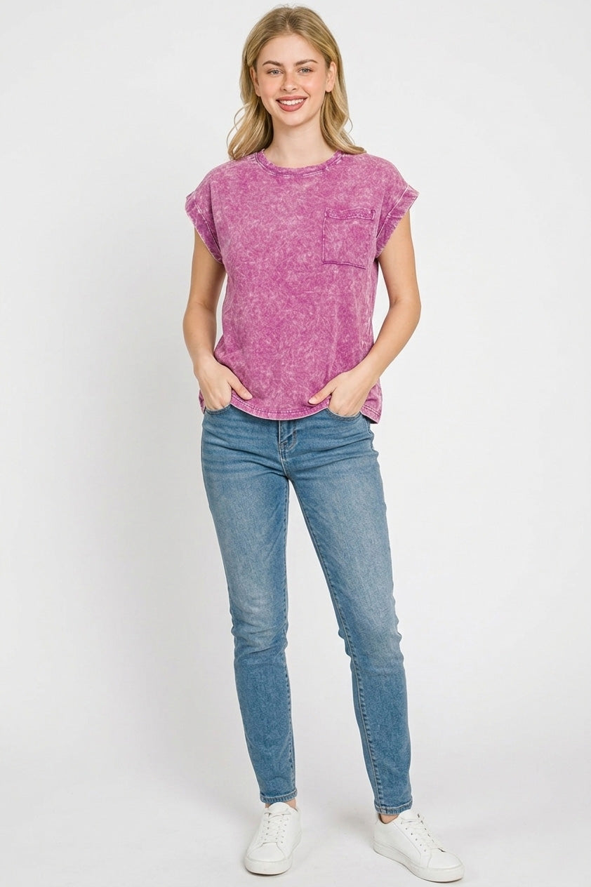 zenana-full-size-crinkle-washed-round-neck-folded-short-sleeve-tee-plus-size-9 image 3