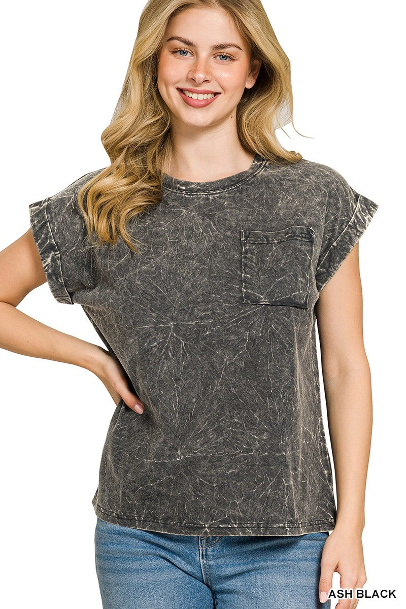 zenana-full-size-crinkle-washed-round-neck-folded-short-sleeve-tee-plus-size-8 image 1