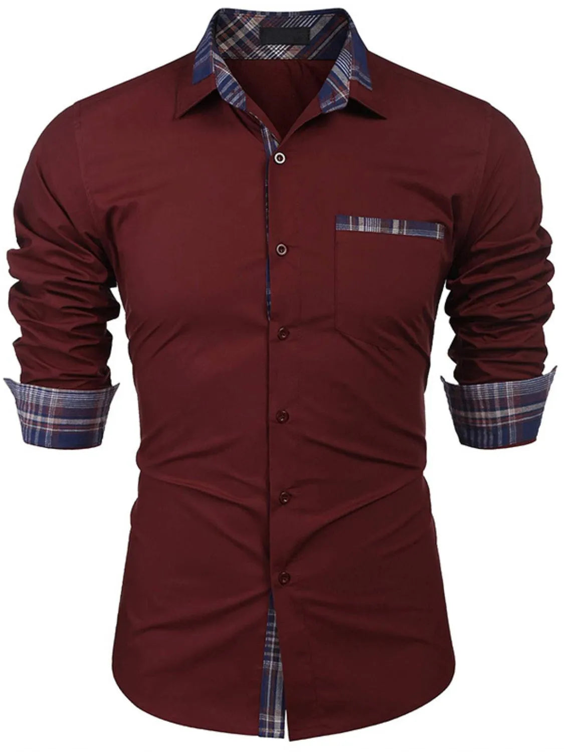 Men's Plaid Collared Neck Long Sleeve Shirt | Tampa Bay Discounts