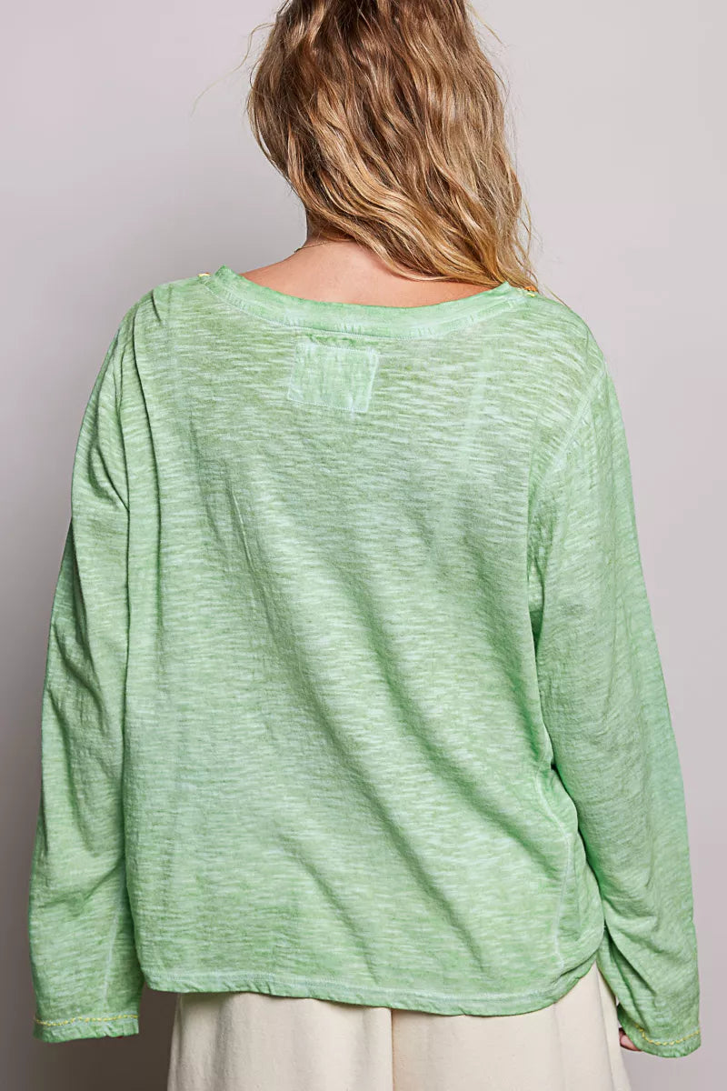 pol-v-neck-contrast-stitch-lightweight-knit-long-sleeve-top image 3