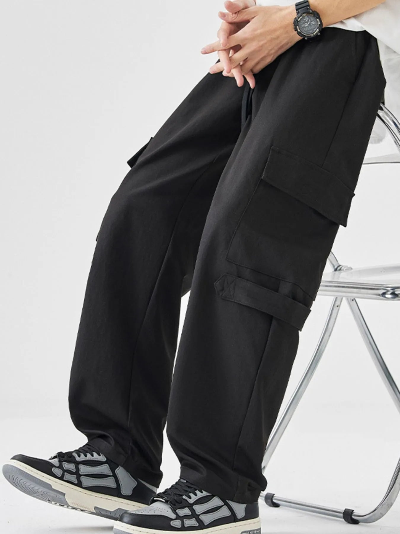 Men's Plus Size Multi-Pocket Cargo Utility Pants with Drawstring Waist | Tampa Bay Discounts