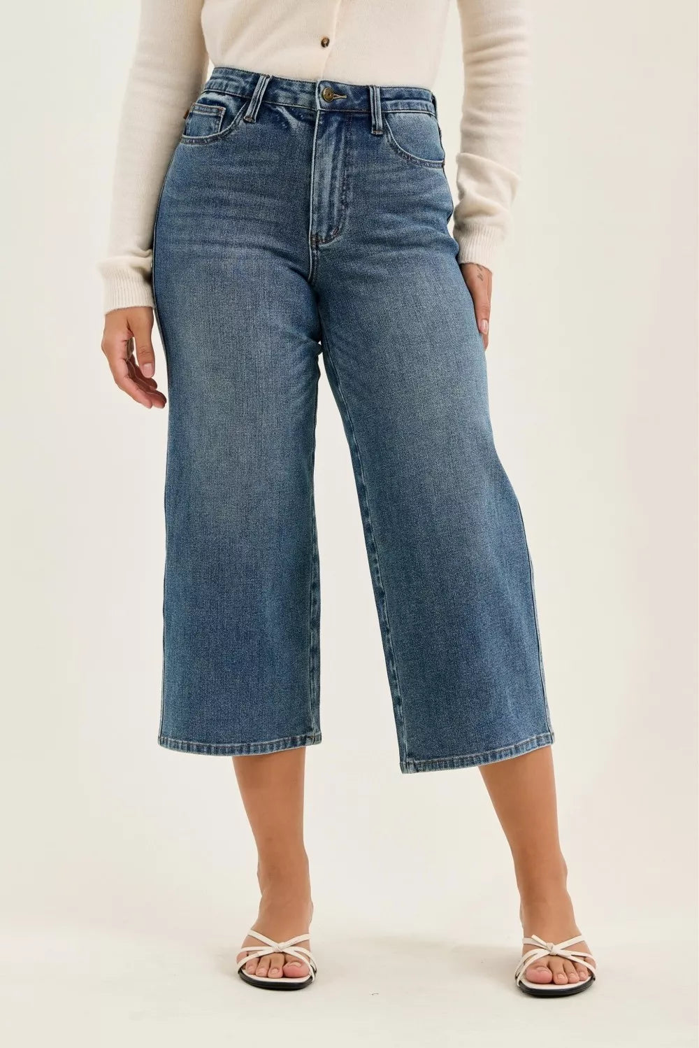 judy-blue-high-waist-dottie-wide-crop-md-quarry-fade-jeans Image 1
