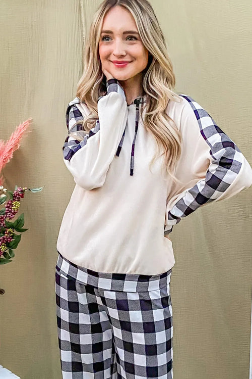 and-the-why-drawstring-hooded-top-and-plaid-pants-lounge-set Image 2
