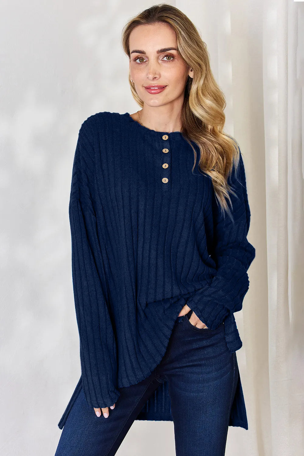 basic-bae-full-size-ribbed-half-button-long-sleeve-high-low-t-shirt image 29
