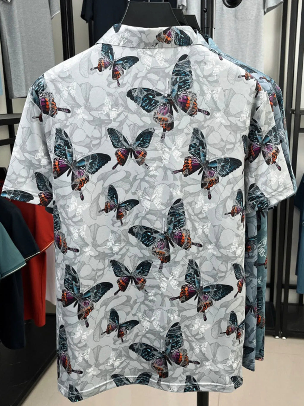 Men's Plus Size Butterfly Print Short Sleeve Polo | Tampa Bay Discounts