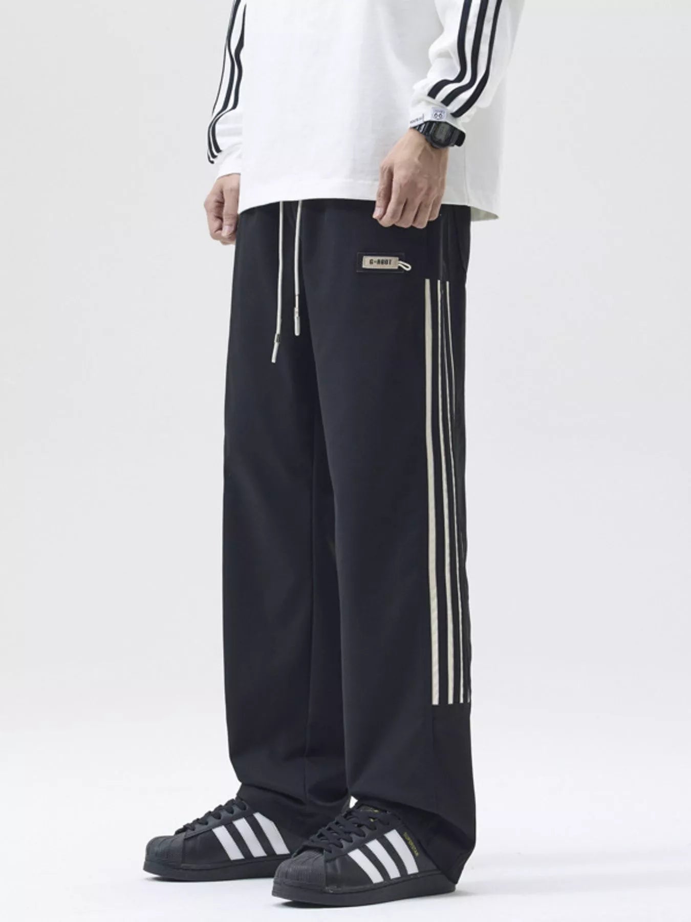 Men's Full Size Side Striped Wide Leg Casual Pants Plus Size | Tampa Bay Discounts