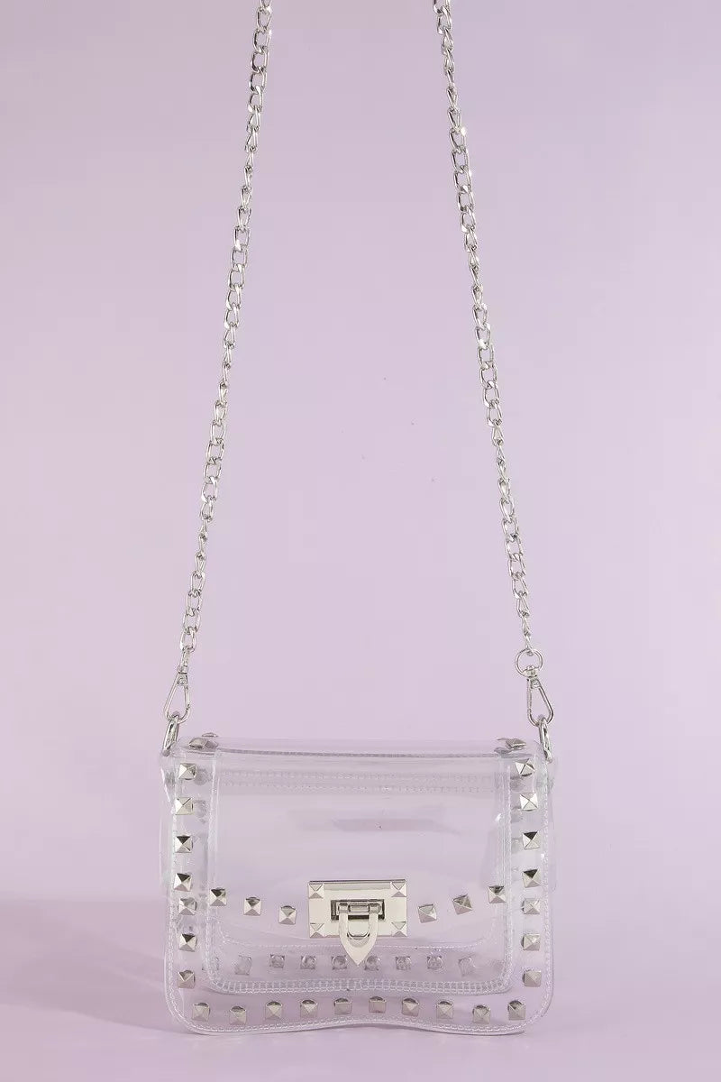 fame-clear-studded-crossbody-stadium-bag-with-chain-strap 1