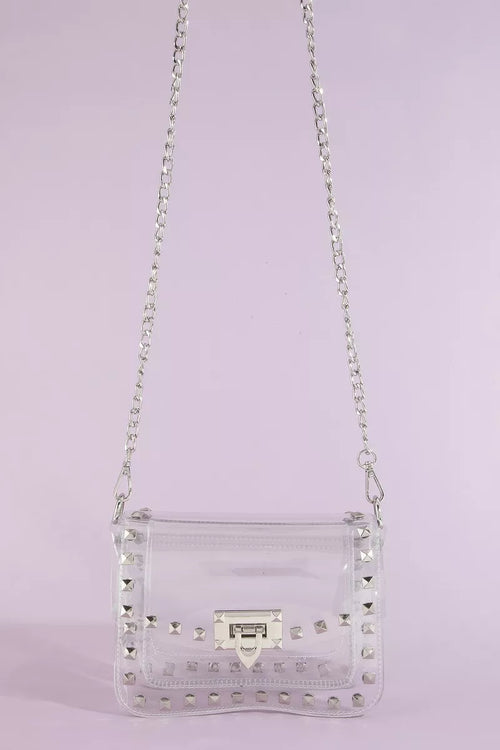 fame-clear-studded-crossbody-stadium-bag-with-chain-strap 1