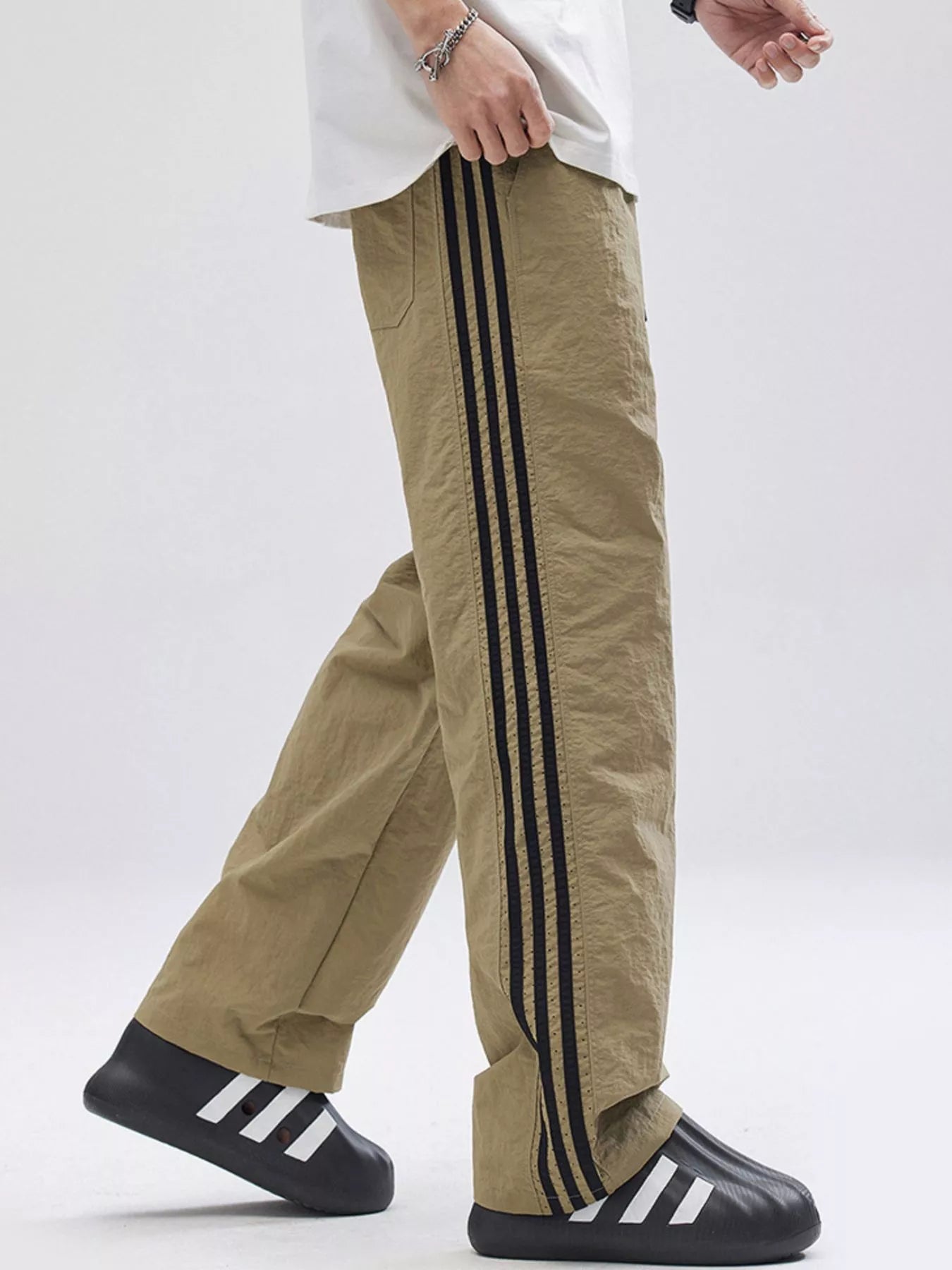 Men's Full Size Side Striped Wide Leg Pants Plus Size | Tampa Bay Discounts