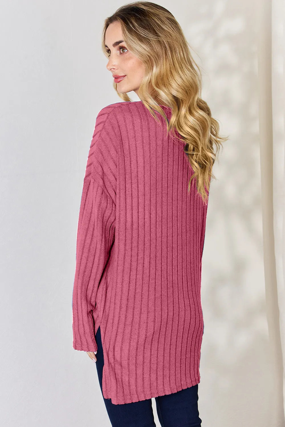 basic-bae-full-size-ribbed-half-button-long-sleeve-high-low-t-shirt image 18