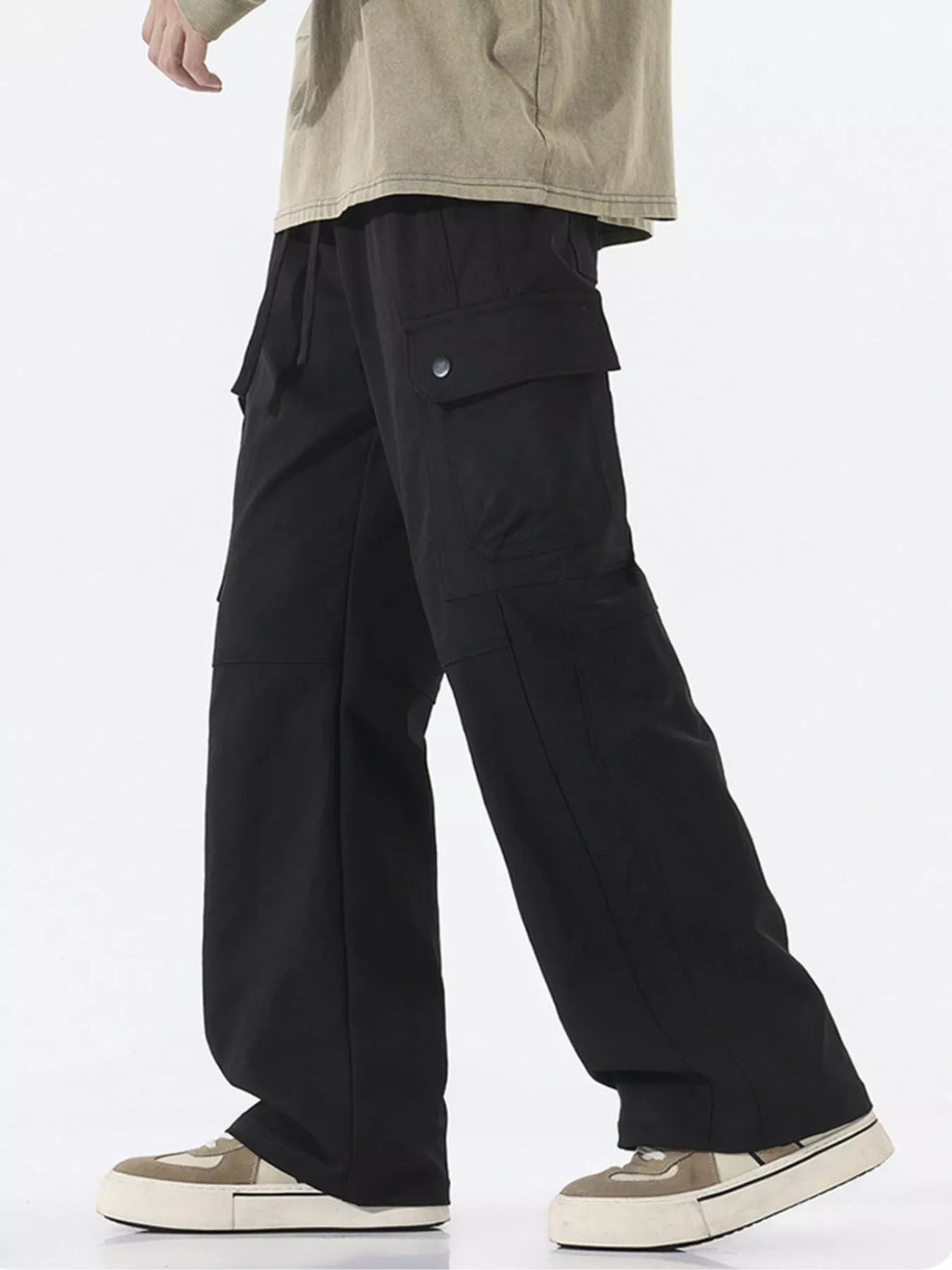 Men's Full Size Drawstring Cargo Wide Leg Pants Plus Size | Tampa Bay Discounts