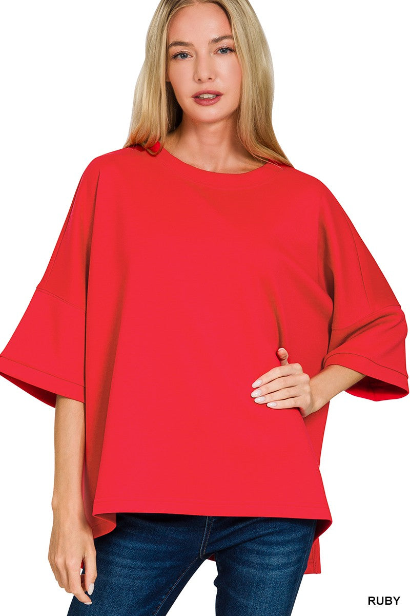zenana-scuba-round-neck-top-with-side-slits-3 image 1
