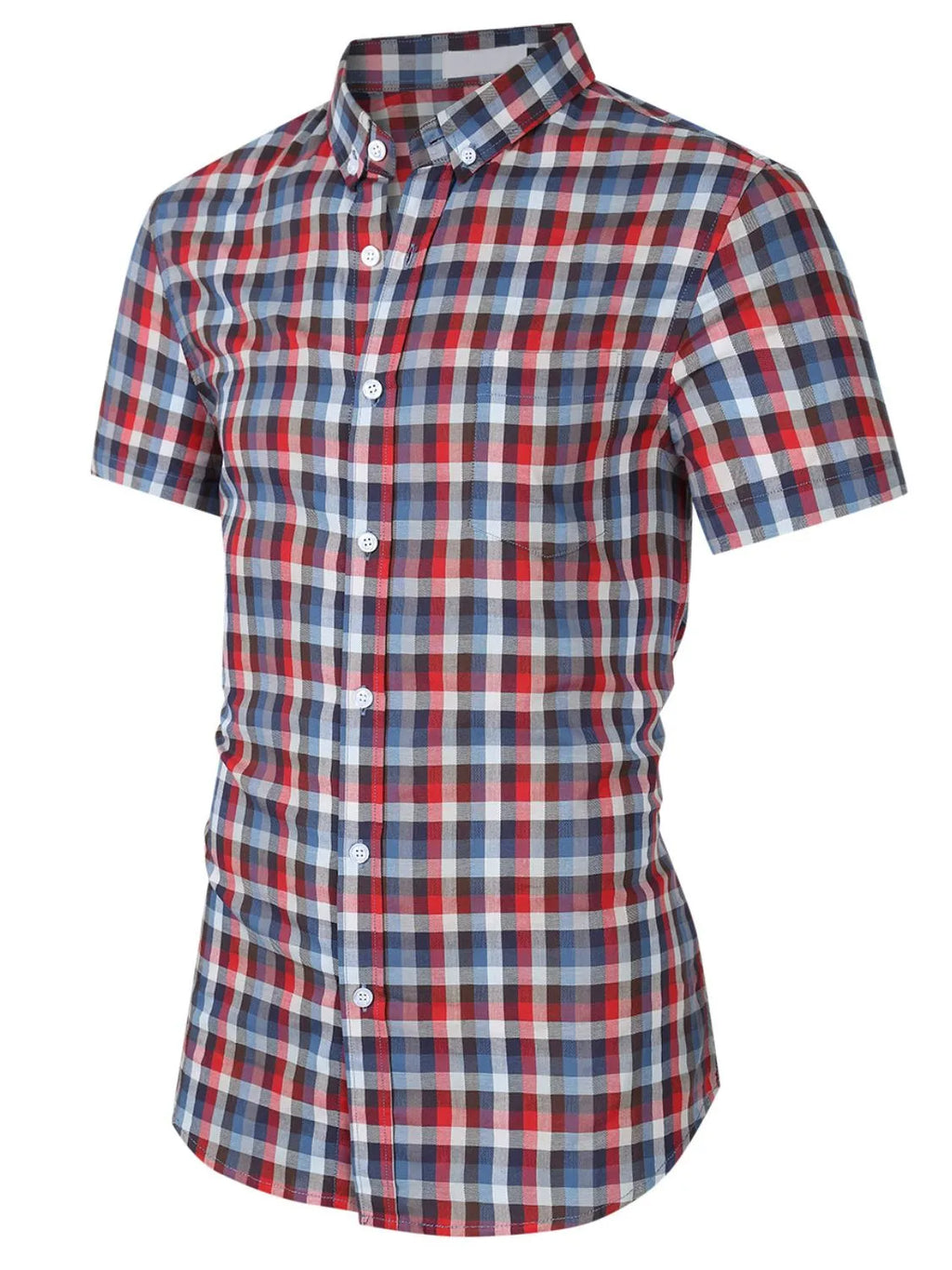Men's Plaid Collared Neck Short Sleeve Shirt | Tampa Bay Discounts