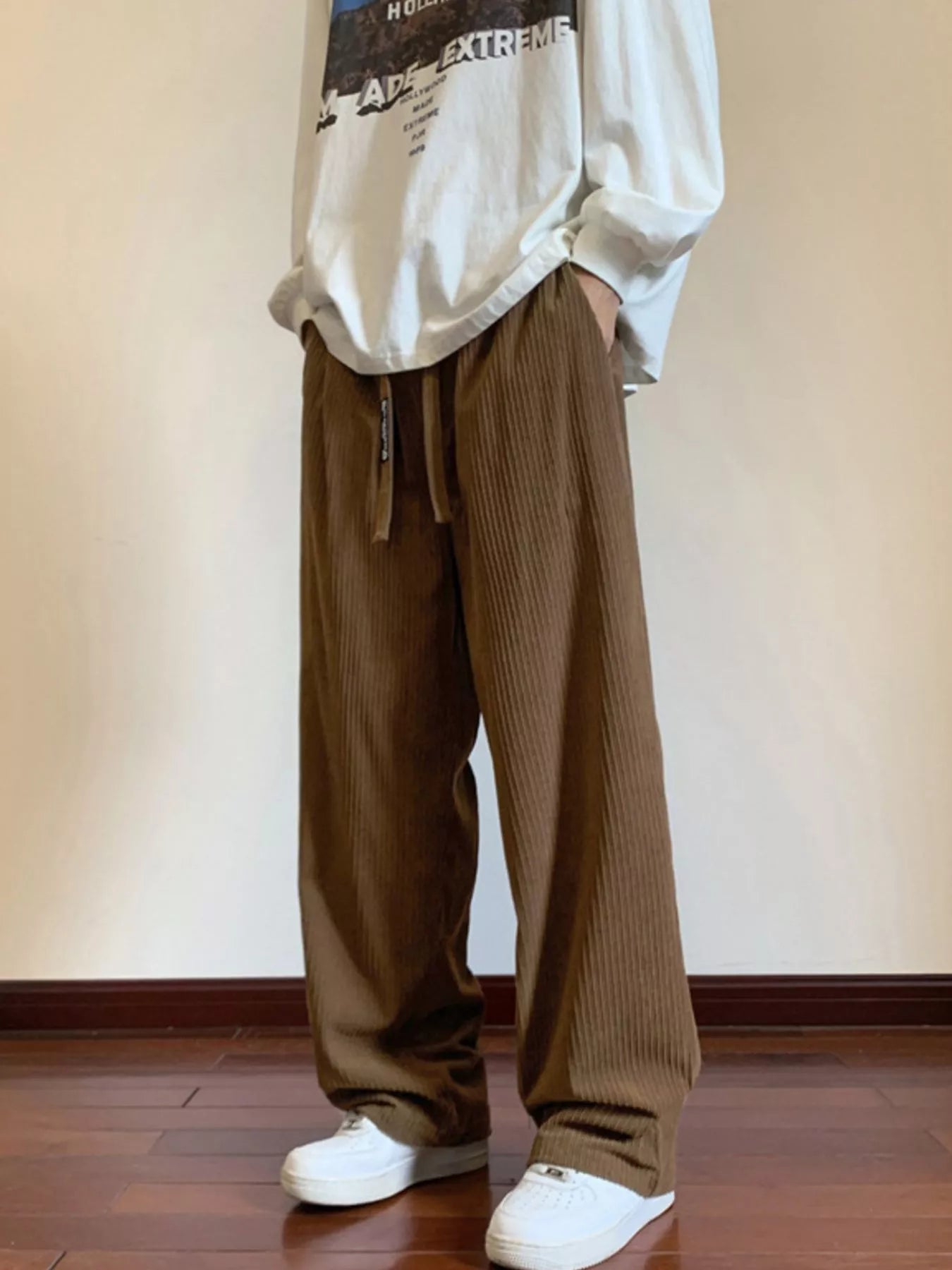 Men's Plus Size Corduroy Wide Leg Drawstring Pants | Tampa Bay Discounts