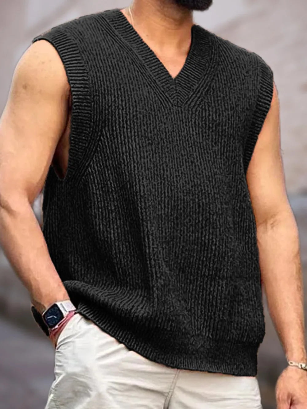 Men's V-Neck Knit Sweater Vest | Tampa Bay Discounts