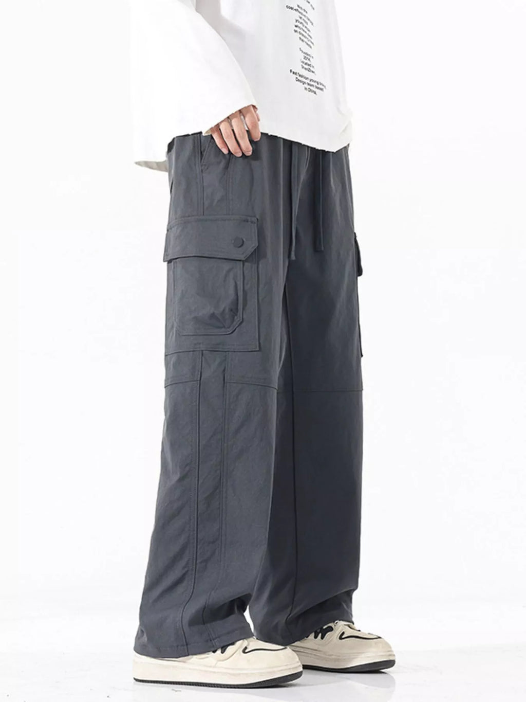 Men's Full Size Drawstring Cargo Wide Leg Pants Plus Size | Tampa Bay Discounts