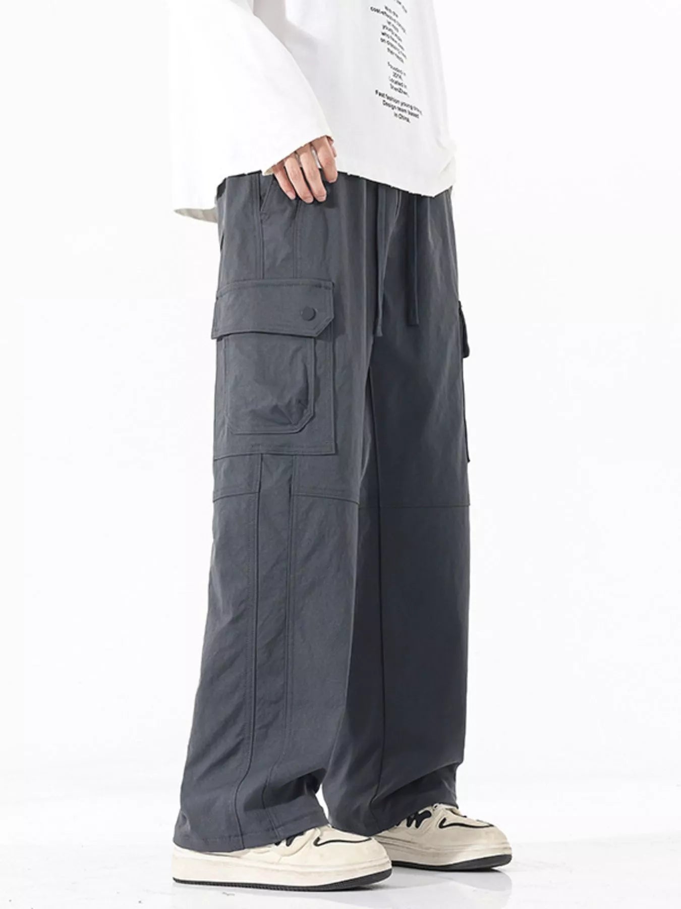 Men's Full Size Drawstring Cargo Wide Leg Pants Plus Size | Tampa Bay Discounts