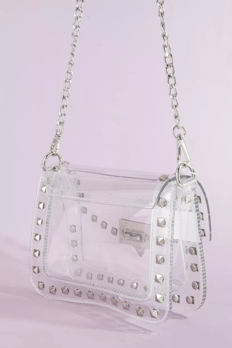 fame-clear-studded-crossbody-stadium-bag-with-chain-strap 2