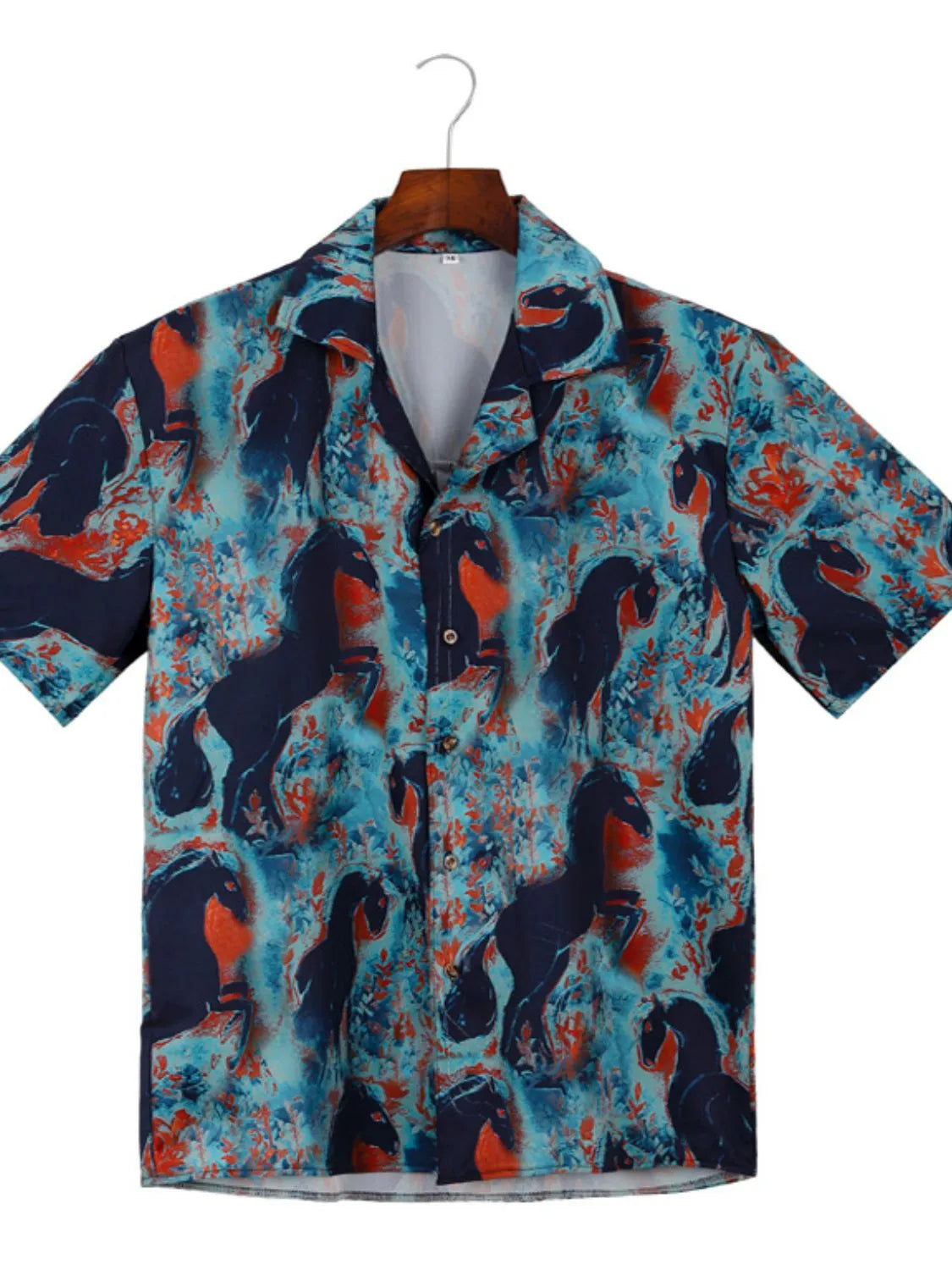 Men's Full Size Printed Button Up Short Sleeve Shirt Plus Size | Tampa Bay Discounts