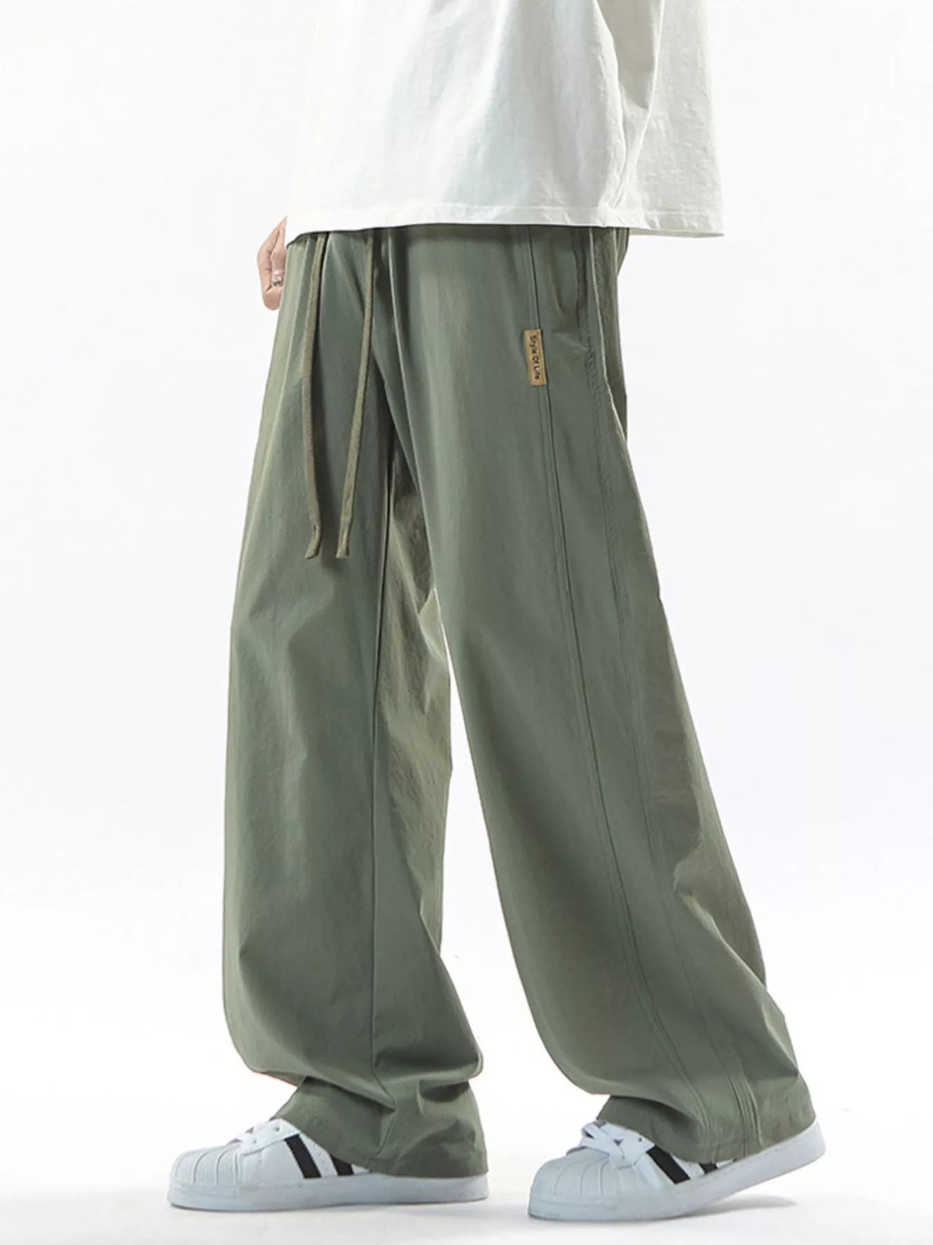 Men's Full Size Loose Fit Drawstring Wide Leg Pants Plus Size | Tampa Bay Discounts